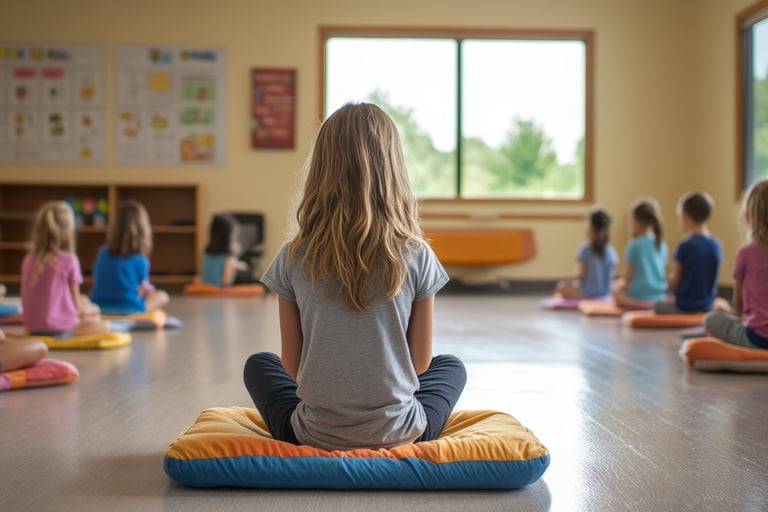 une enfant de dos à l'école