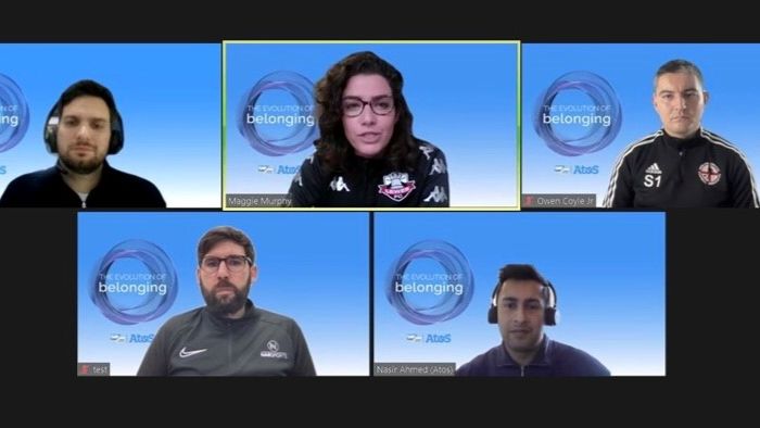 Screenshot of "Sports as a driver for belonging" panel discussion.