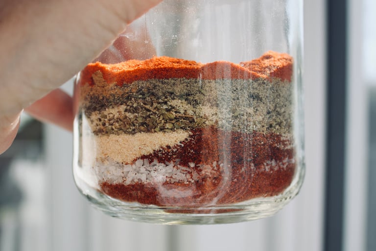 blackening spice layered in a jar