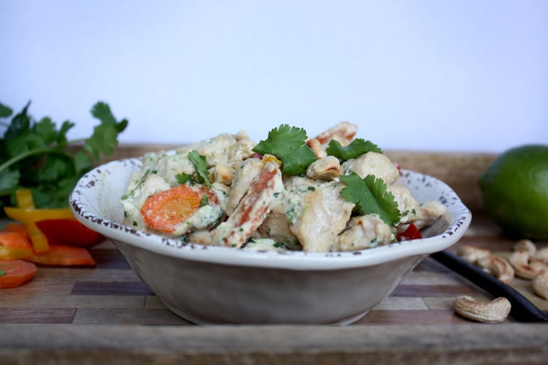 coconut cashew dressing tossed with chicken and vegetables