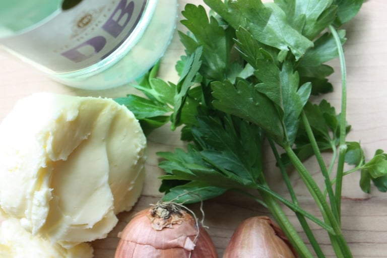 ingredients for shallot parsley butter
