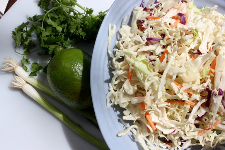 ingredients for creamy Asian slaw