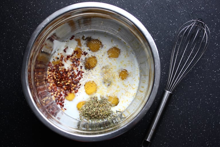 ingredients for the egg mixture in a bowl