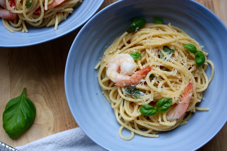 lemon spaghetti with shrimp