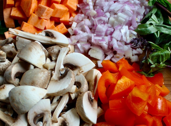 ingredients for sweet potato and chicken curry