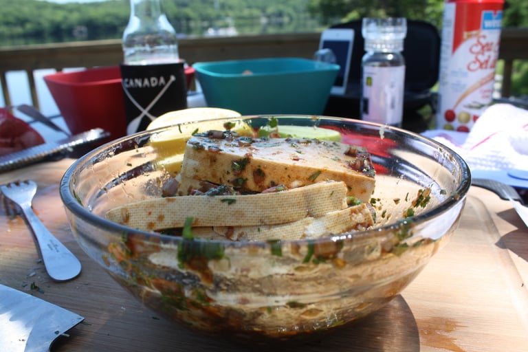 tofu steaks marinating