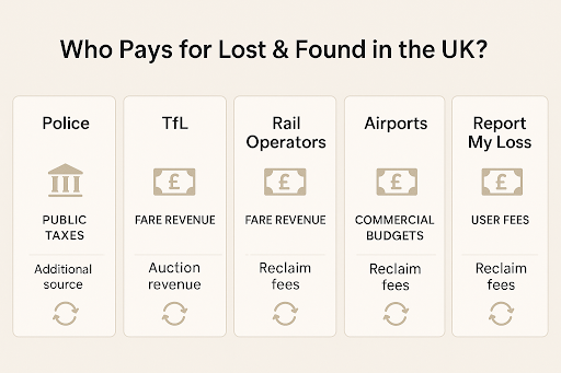 Who pays for lost & found in the UK?