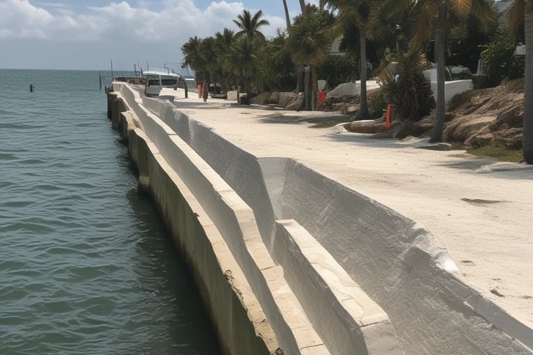 rusty Seawall in need of maintenance 