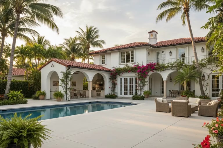 Slip-resistant pool deck and patio in Coral Gables residential