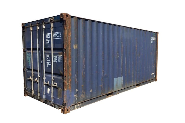 Used 20ft cargo worthy shipping container with visible rust.