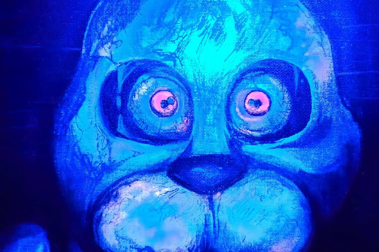 Bonnie Fnaf fan art. Original Mixed media artwork by the artist Angelina Nazarenko. ArtNess UV