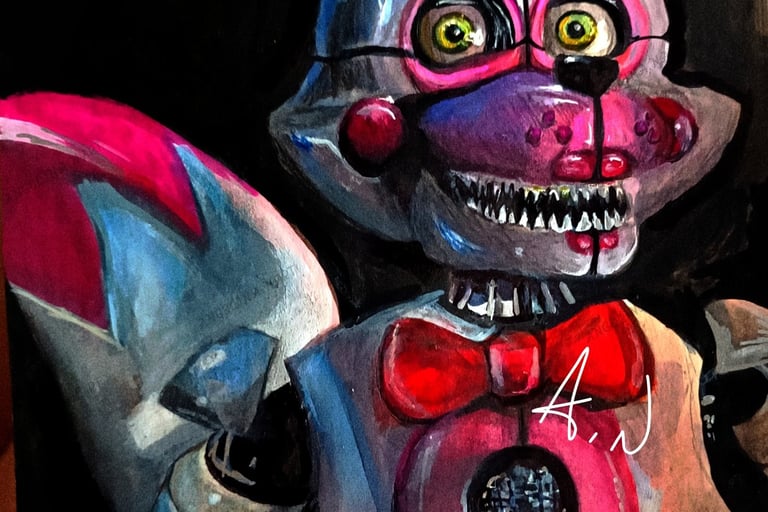 Fnaf fanart Fun Time Foxy. Original artwork by the artist Angelina Nazarenko.
