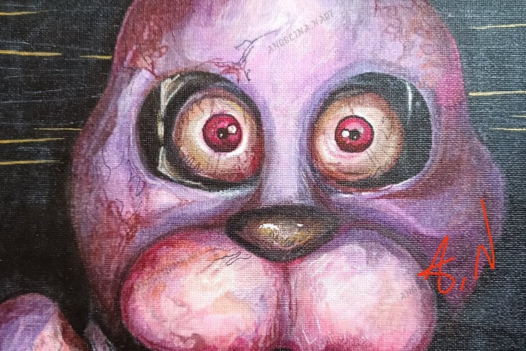 Bonnie Fnaf fan art. Original Mixed media artwork by the artist Angelina Nazarenko. ArtNess
