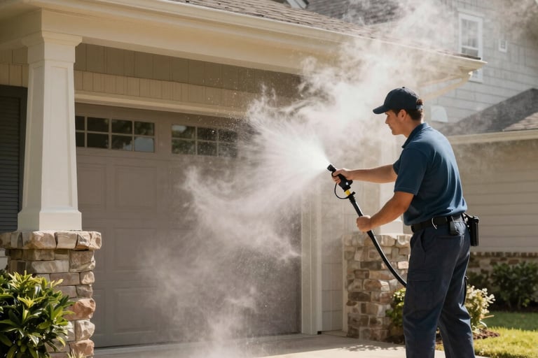 pressure washing a house