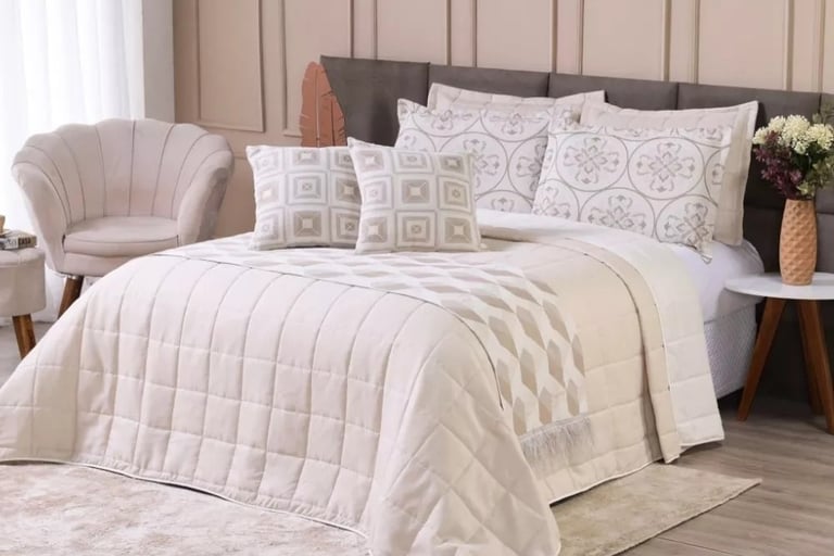 Kit Cobre Leito Casal Padrão 6 Peças Thaeme Franja Sem Enchimentos 2,50mx2,50m