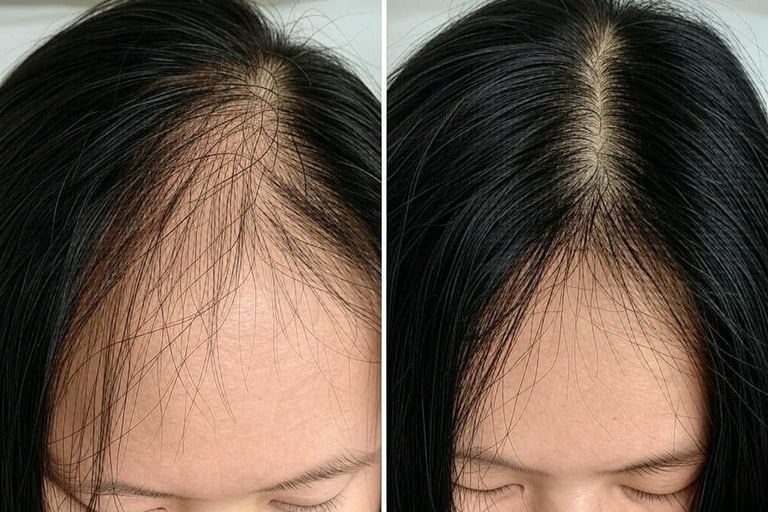 Before and after hair regrowth tattooing treatment