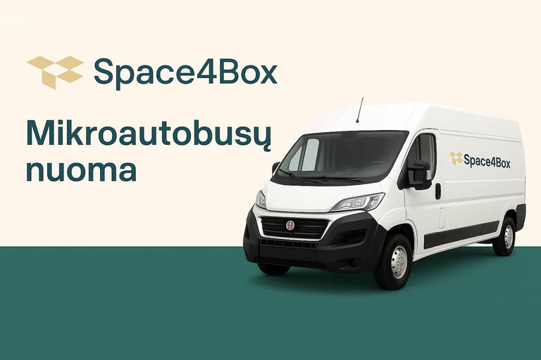 Fiat Ducato mikroautobusas stovėjimo aikštelėje, paruoštas nuomai