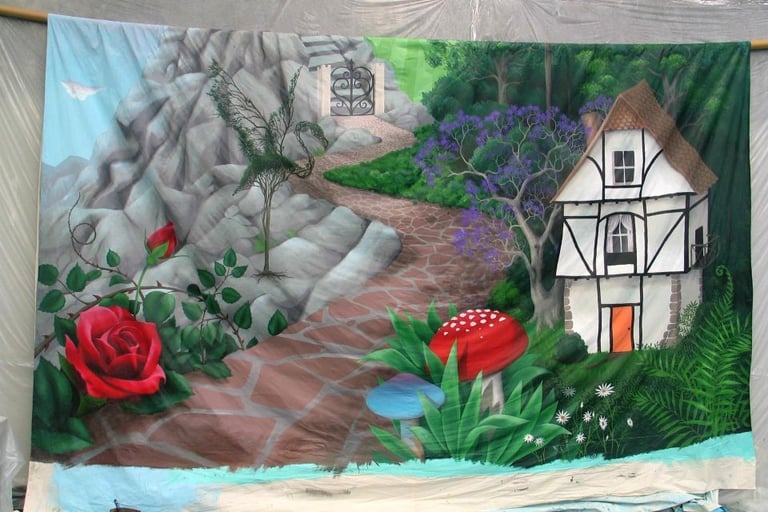 Alice in Wonderland stage backdrop