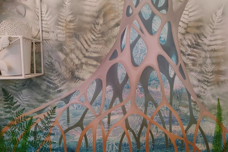 abstract tree wall mural