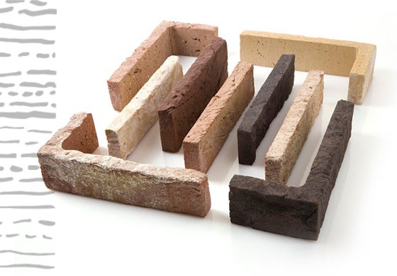 brick ladding or brick tiles of terracotta natural clay