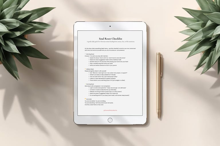 Printable Soul Reset Checklist with Scripture-based prompts and daily practices for Christian women