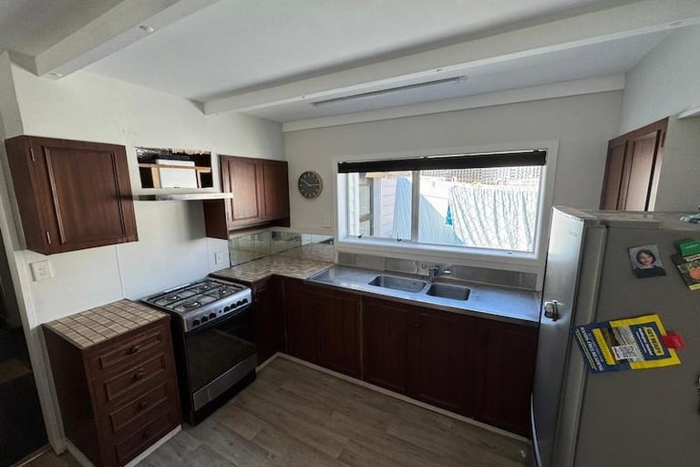 dark dated kitchen before renovation