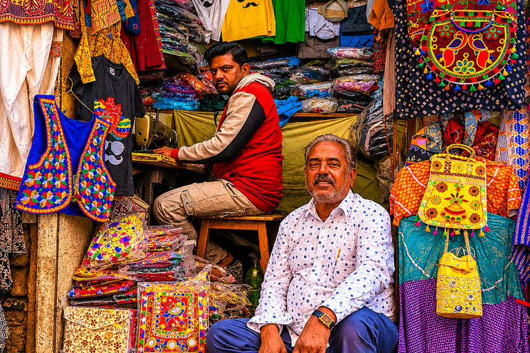 Local handicraft market in Jaisalmer, Rajasthan.