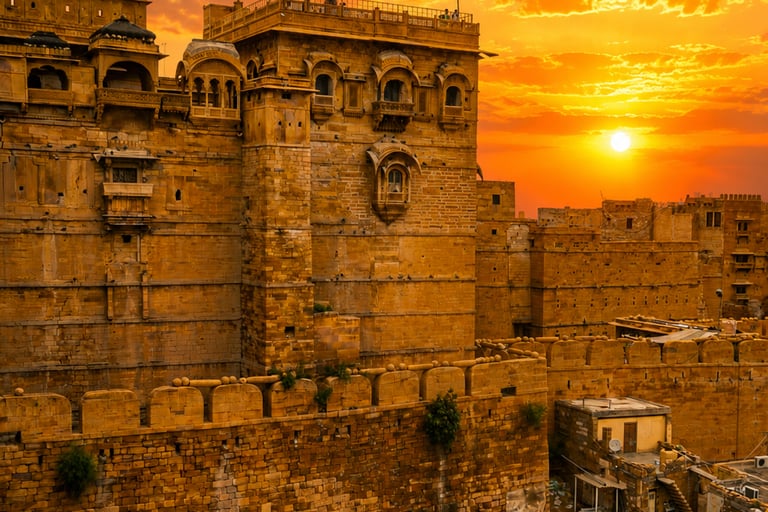 Early morning inside the living Jaisalmer Fort in Rajasthan.