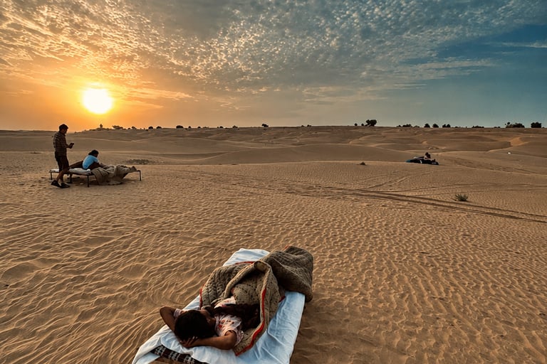 Sleeping under the stars during a desert safari near Jaisalmer.