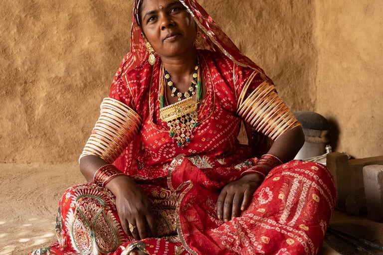 Remote village near Jaisalmer during an authentic desert safari.