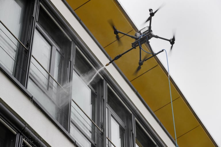 window cleaning with a drone