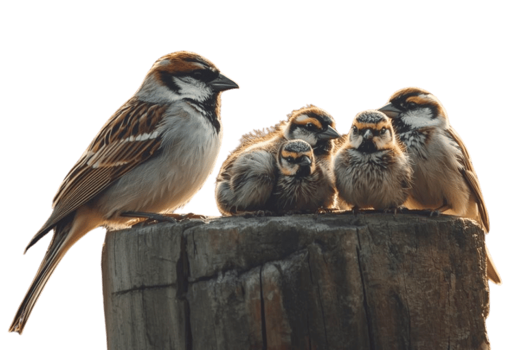 family of sparrows enjoying each others company because of freedom from good marketing