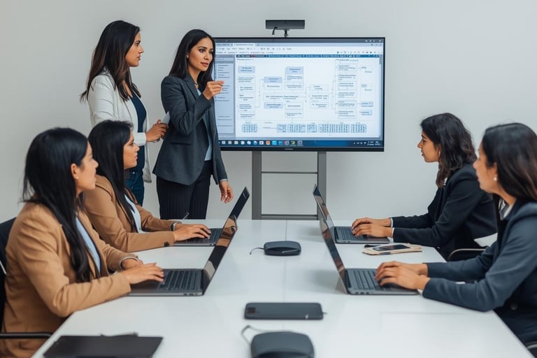 a group of business people sitting around a table