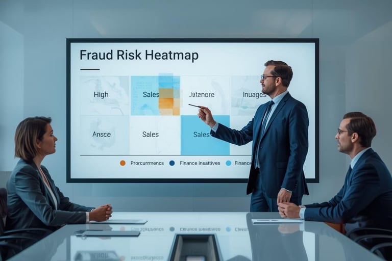 a man in a suit and tie is standing in front of a presentation board
