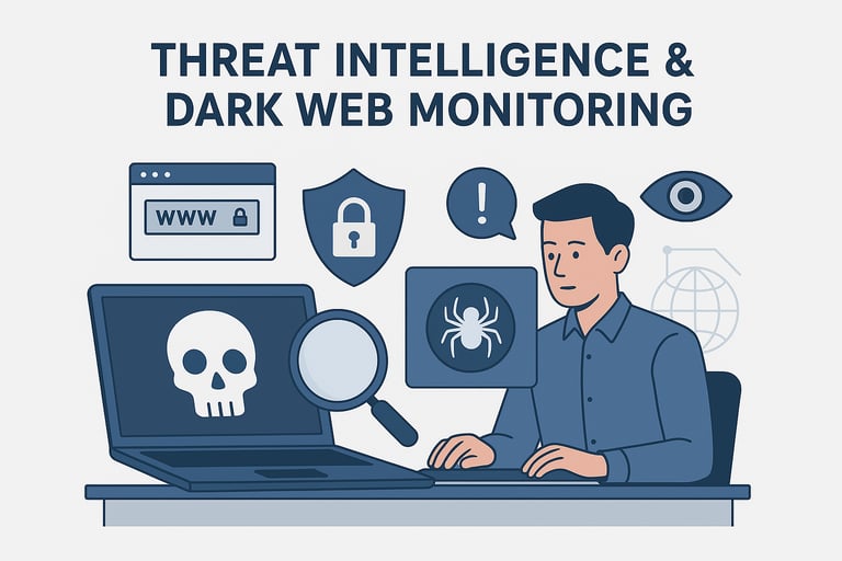 a man sitting at a desk with a laptop and a skull