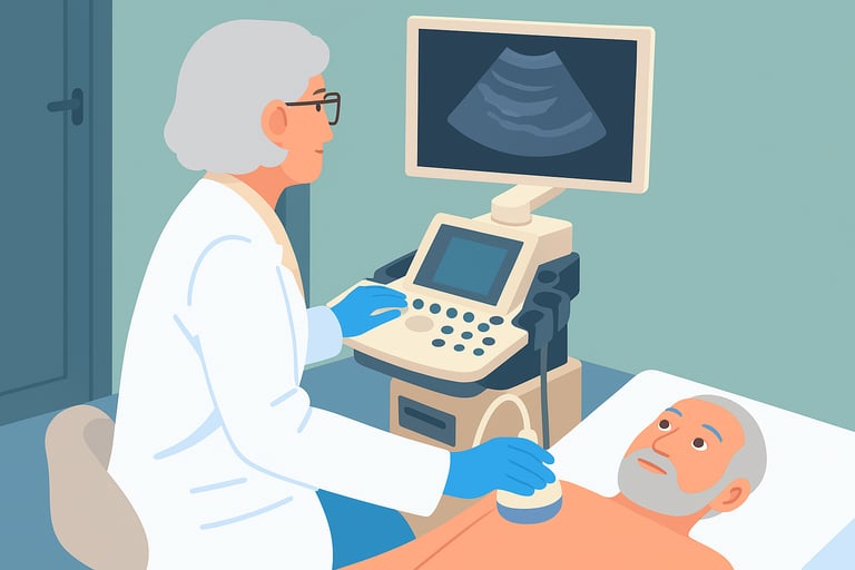 a medical professional performing a vascular sonogram checking for arterial disease