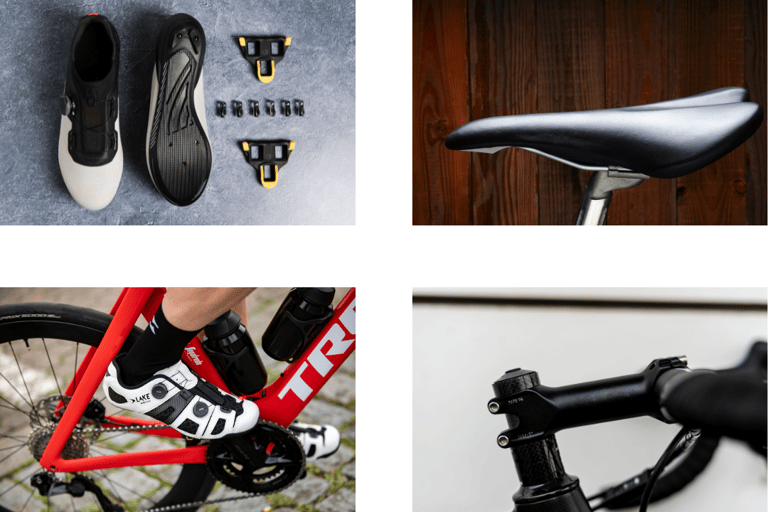 Cycling cleats saddle and handlebars showing how bike setup changes affect rider alignment