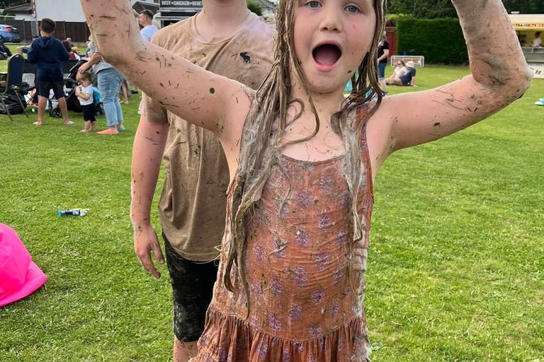 Family Friendly music festival enjoying the foam party.