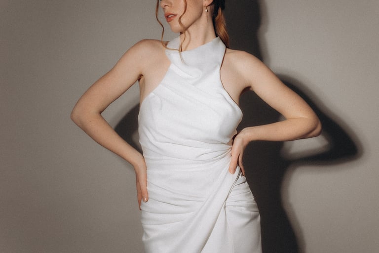 a woman in a white dress.