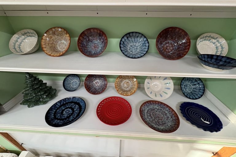 Display shelves in studio