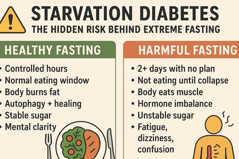 ⚠️ Starvation Diabetes : The Hidden Risk Behind Extreme Fasting  