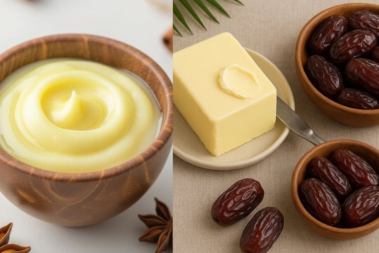 🌴🧈 الزبدة والتمر: فوائد صحية ولذيذة لا تقاوم