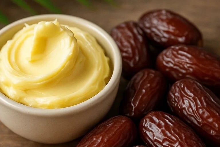 🌴🧈 الزبدة والتمر: فوائد صحية ولذيذة لا تقاوم