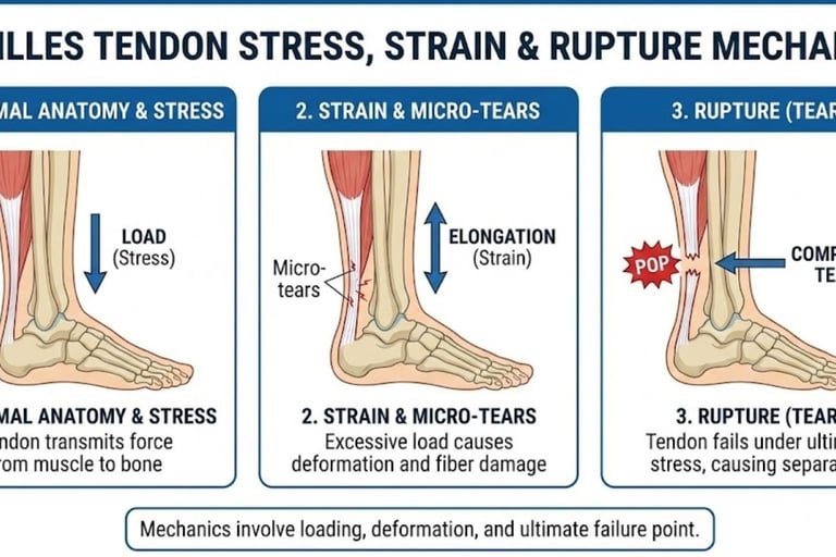 🦶 Achilles Tendon Stress, Strain & Rupture Mechanics