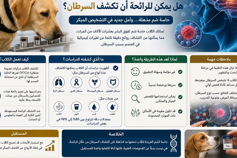 🐶الكلاب:هل يمكن للرائحة أن تكشف السرطان؟🤖