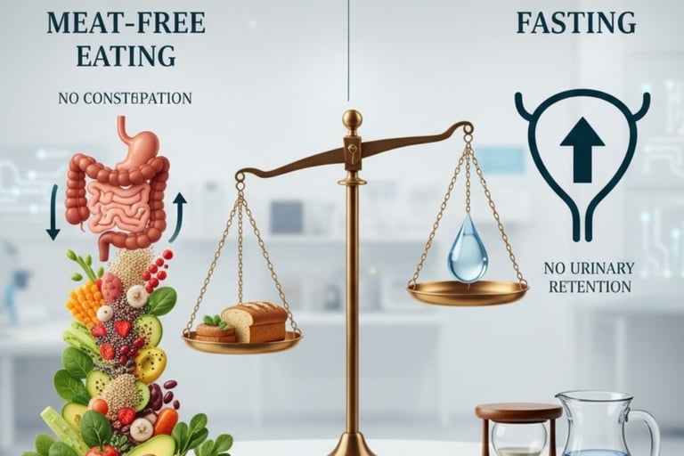 Meat-Free Eating and Fasting  no constipation no urinary retention  