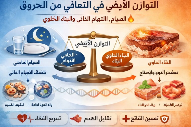 التوازن الأيضي في التعافي من الحروق | الصيام، الالتهام الذاتي والبناء الخلوي 🔥