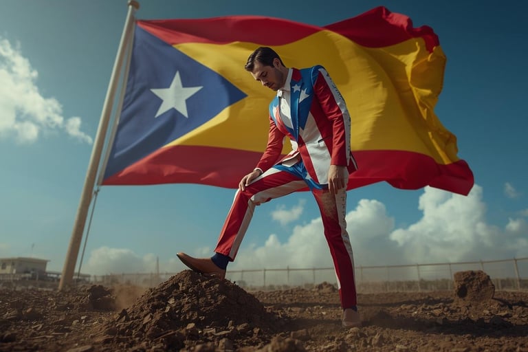 A Puerto Rican man wearing a Puerto Rican suit in Spain