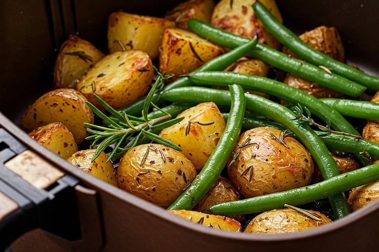 air fryer roasted potatoes and green beans