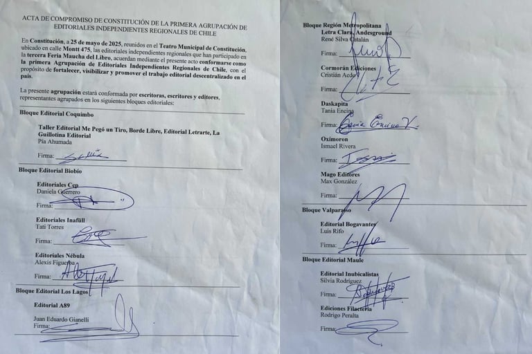 Acta de compromiso de constitución de la primera agrupación de editoriales independientes regionales